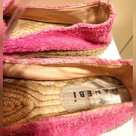 Manebí "Sydney" For Anthropologie Pink Terry Cloth Espadrilles Sz.9/40 Ret.$125 - Picture 4 of 13